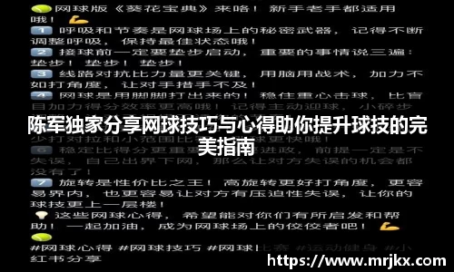 陈军独家分享网球技巧与心得助你提升球技的完美指南